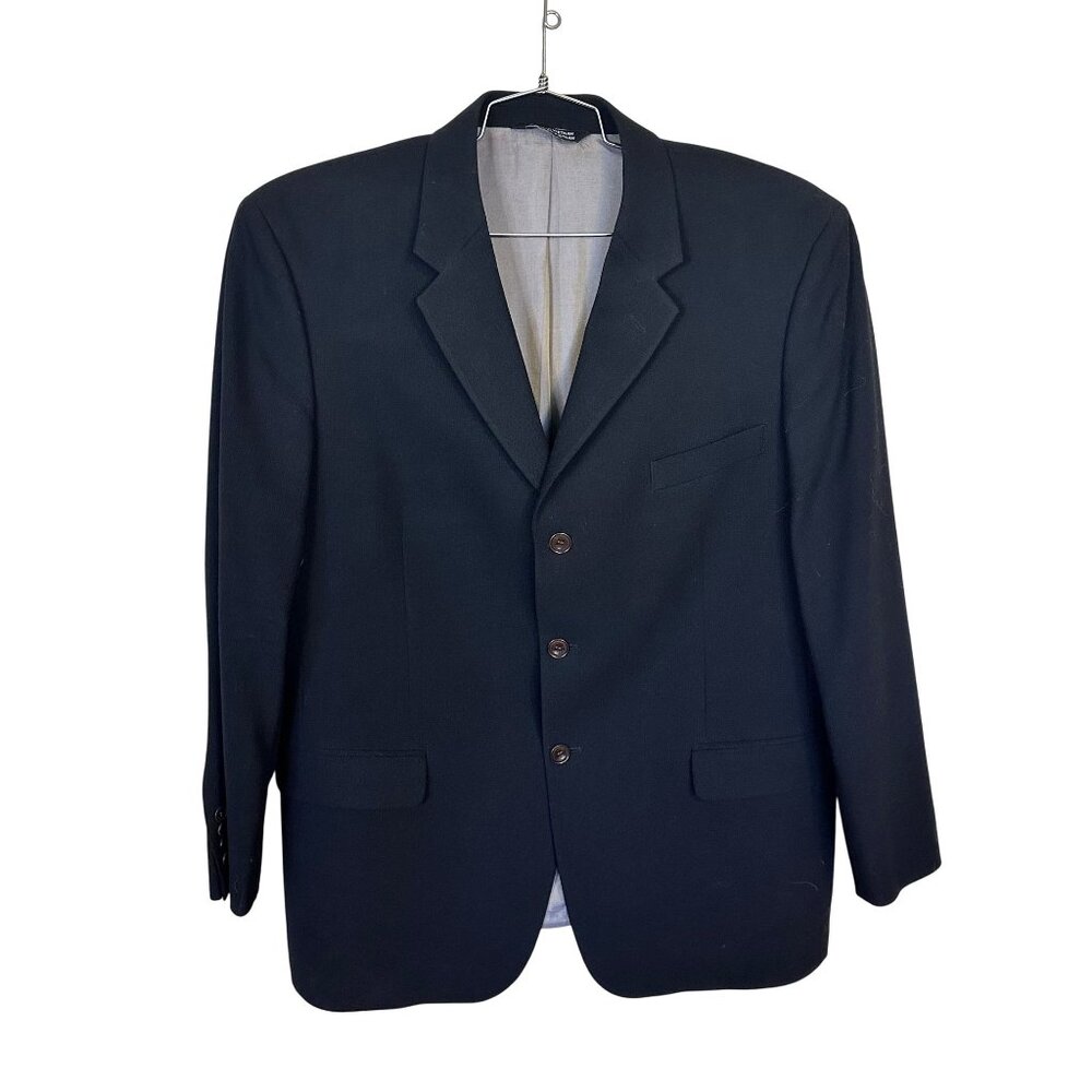 Mens Black Wool Blazer Professional Suit Jacket 44 R  J. Ferrar 3 Button